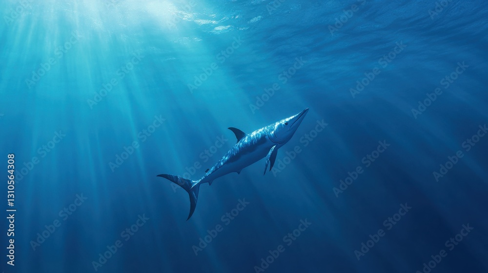 Naklejka premium Majestic Marlin: Underwater Elegance