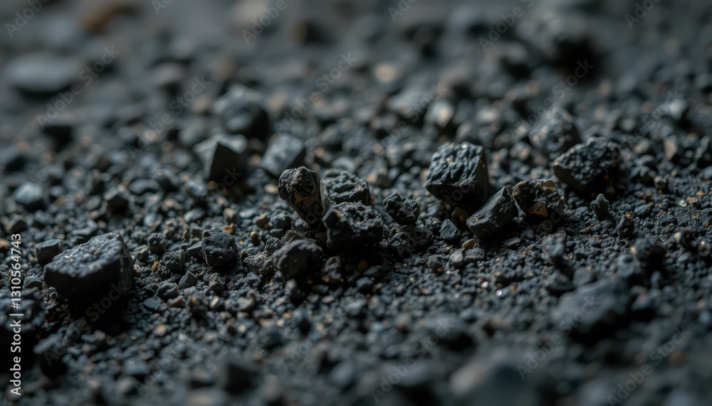 Close-Up Shot of Black Granular Material on Dark Surface