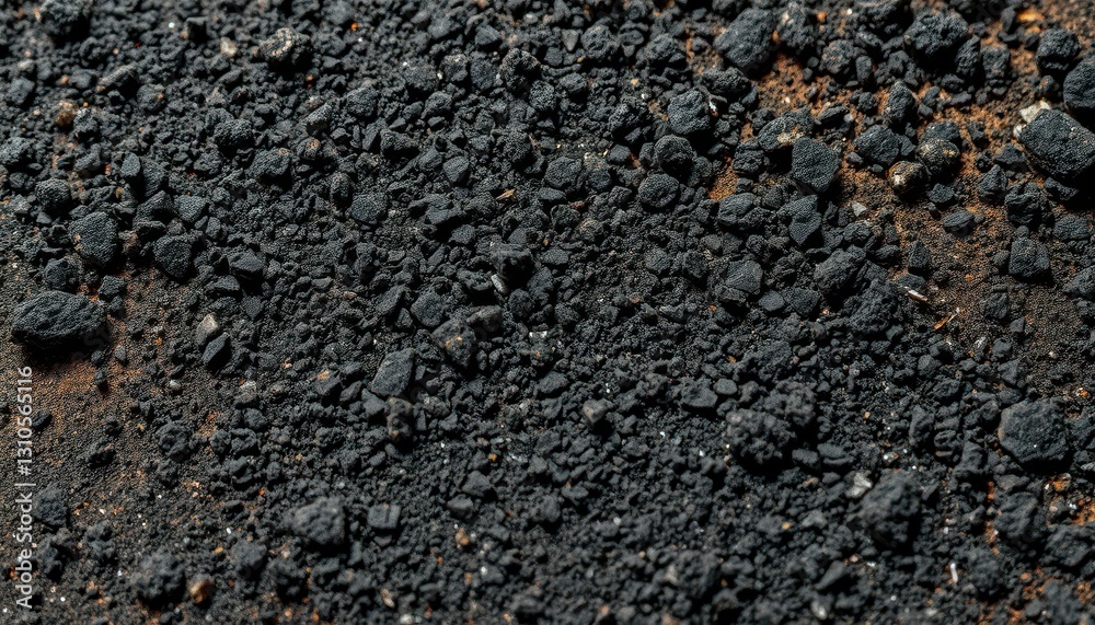 Close-Up Textured Background of Black Crushed Coal and Ash Particles Close-Up Textured Background of Black Crushed Coal and Ash Particles