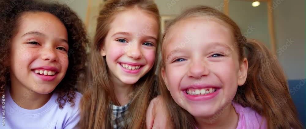 Anamorphic video of Siblings Day Celebration, happy little girls Anamorphic video of Siblings Day Celebration, happy little girls