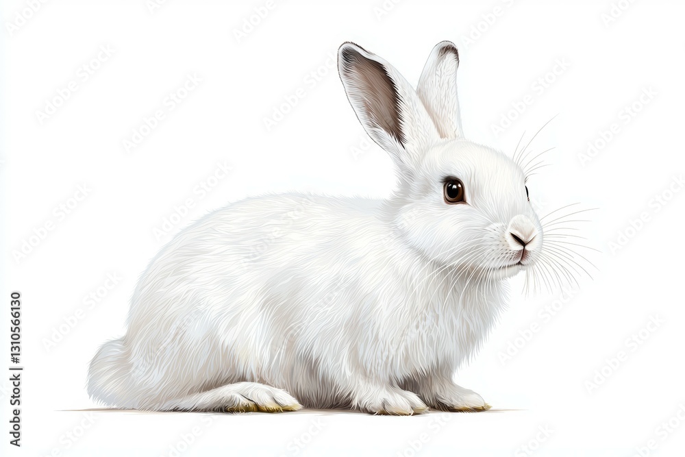White rabbit is sitting on the ground White rabbit is sitting on the ground