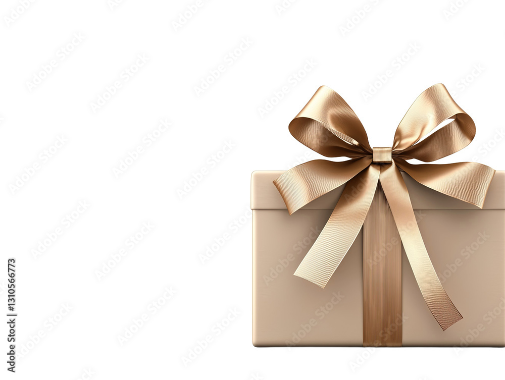 Gold wrapped gift box with a bow on top, isolated Gold wrapped gift box with a bow on top, isolated