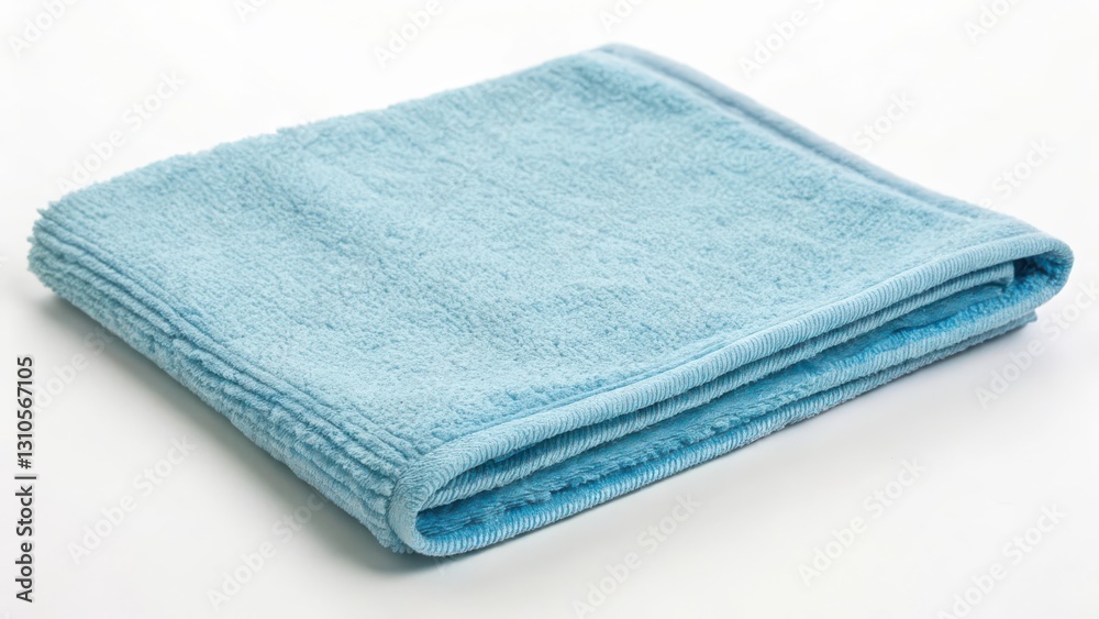Light-Blue Folded Towel on White Background Light-Blue Folded Towel on White Background