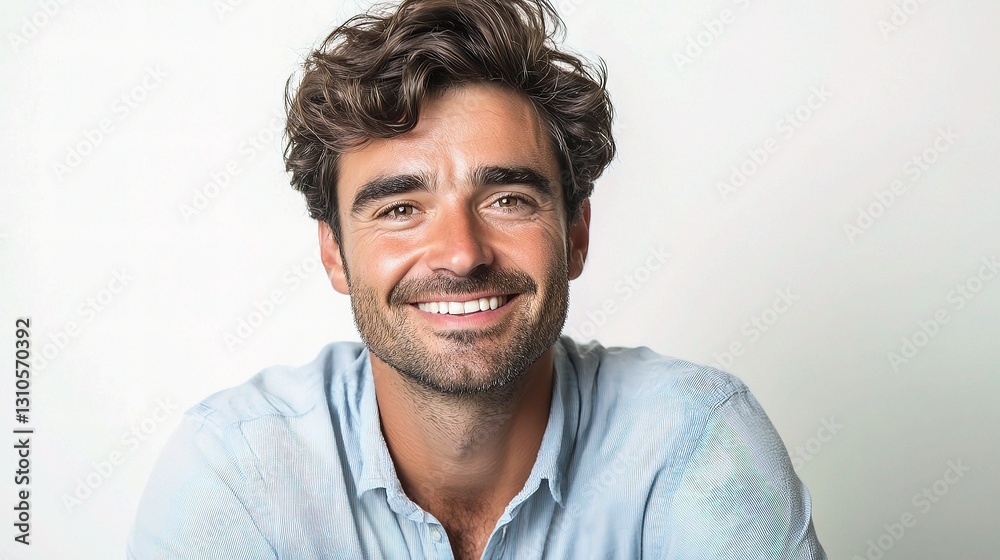 Smiling Man with Pleasant Expression Isolated on Clean Background Smiling Man with Pleasant Expression Isolated on Clean Background