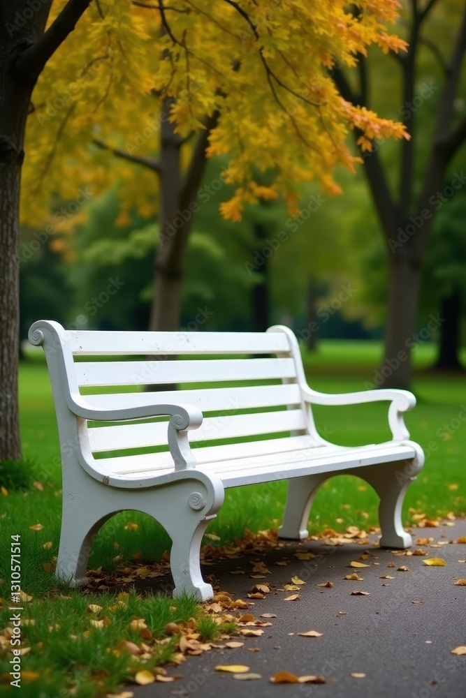 Classic white wooden park bench, simple design , white bench, garden bench, background Classic white wooden park bench, simple design , white bench, garden bench, background