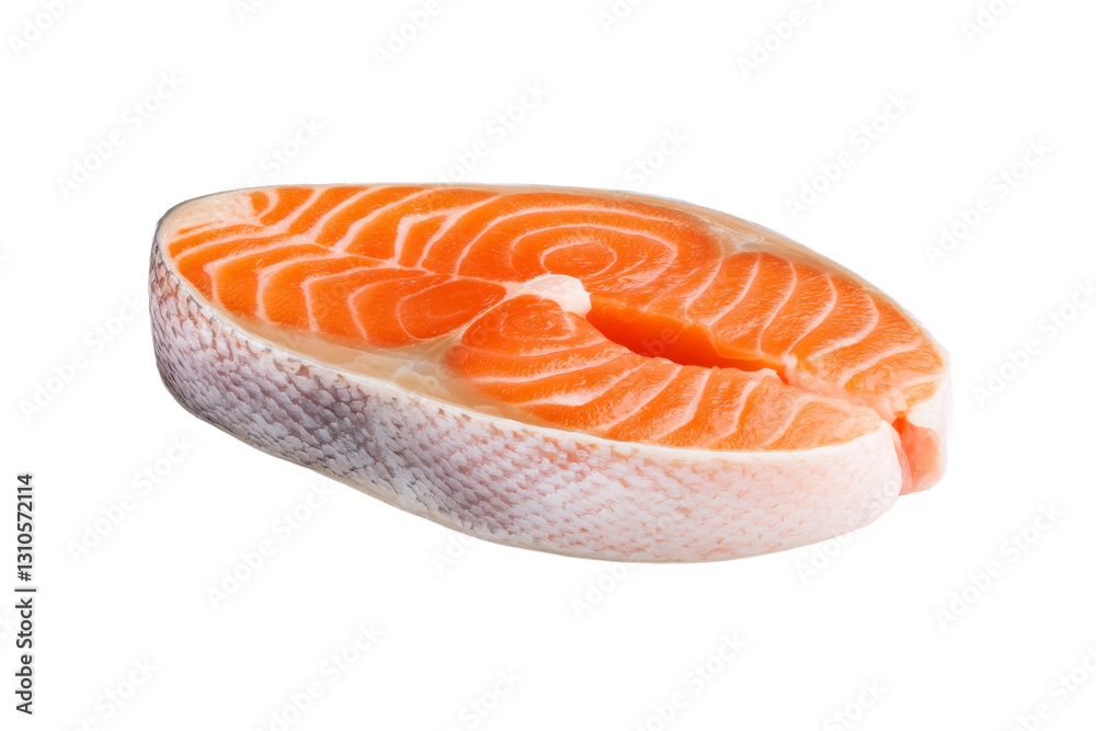 Piece of salmon cut in half, isolated Piece of salmon cut in half, isolated