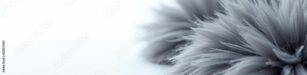 Obraz premium Close-up grey fur, soft texture, white backdrop, close-up, grey fur, animal fur