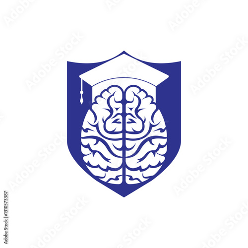 Brain and graduation cap icon design. Educational and institutional logo design.