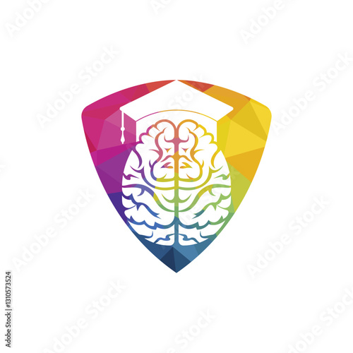 Brain and graduation cap icon design. Educational and institutional logo design.