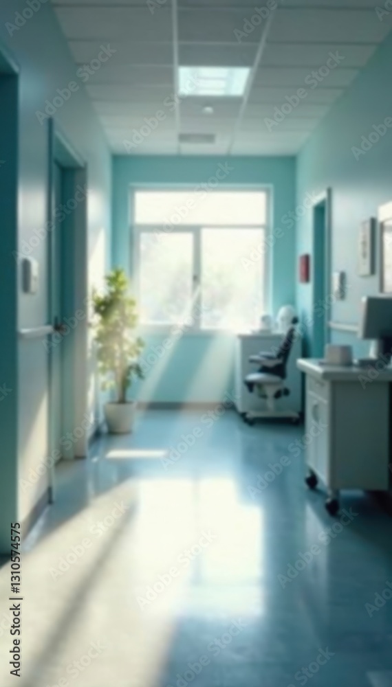 Blurred image of pristine clinic reception, sunlight streams in, ambiance, blur, modern Blurred image of pristine clinic reception, sunlight streams in, ambiance, blur, modern