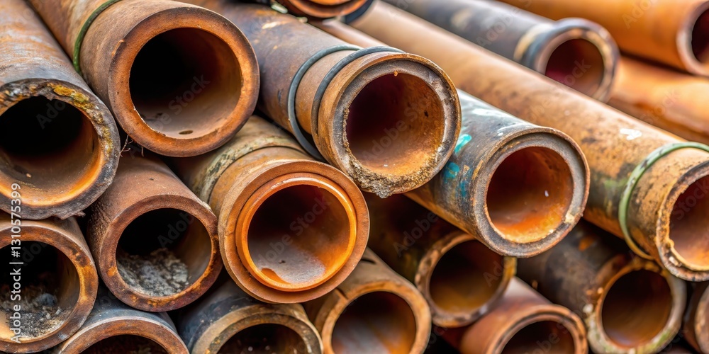 Close-up of worn brown plastic plumbing pipes with weathered rubber seals, showing signs of age and wear , household maintenance, worn out parts Close-up of worn brown plastic plumbing pipes with weathered rubber seals, showing signs of age and wear , household maintenance, worn out parts