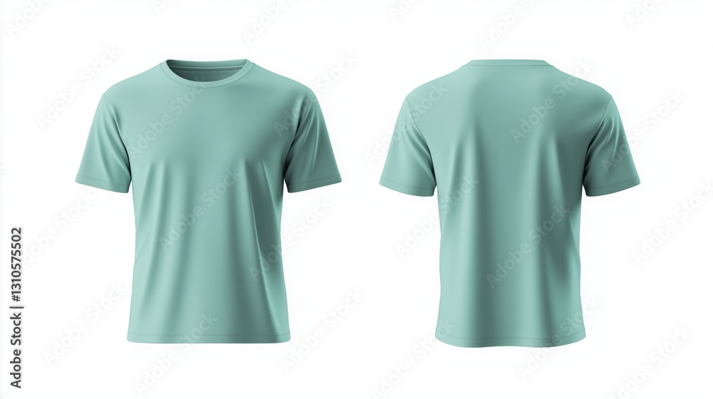 Fototapeta premium A front and back view of a plain, Seafoam green, short-sleeve t-shirt, with a crew neck