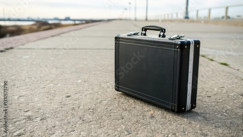 Black Briefcase on Roadway