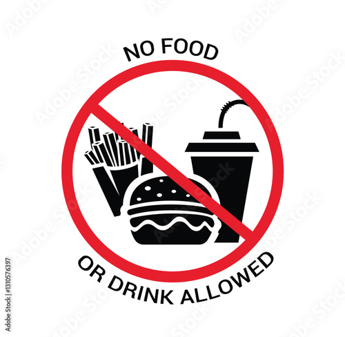 No food allowed sign icon clipart. No eating and beverage warning signages clip art prohibited, restricted and not allowed pictogram for public information vector illustration.
