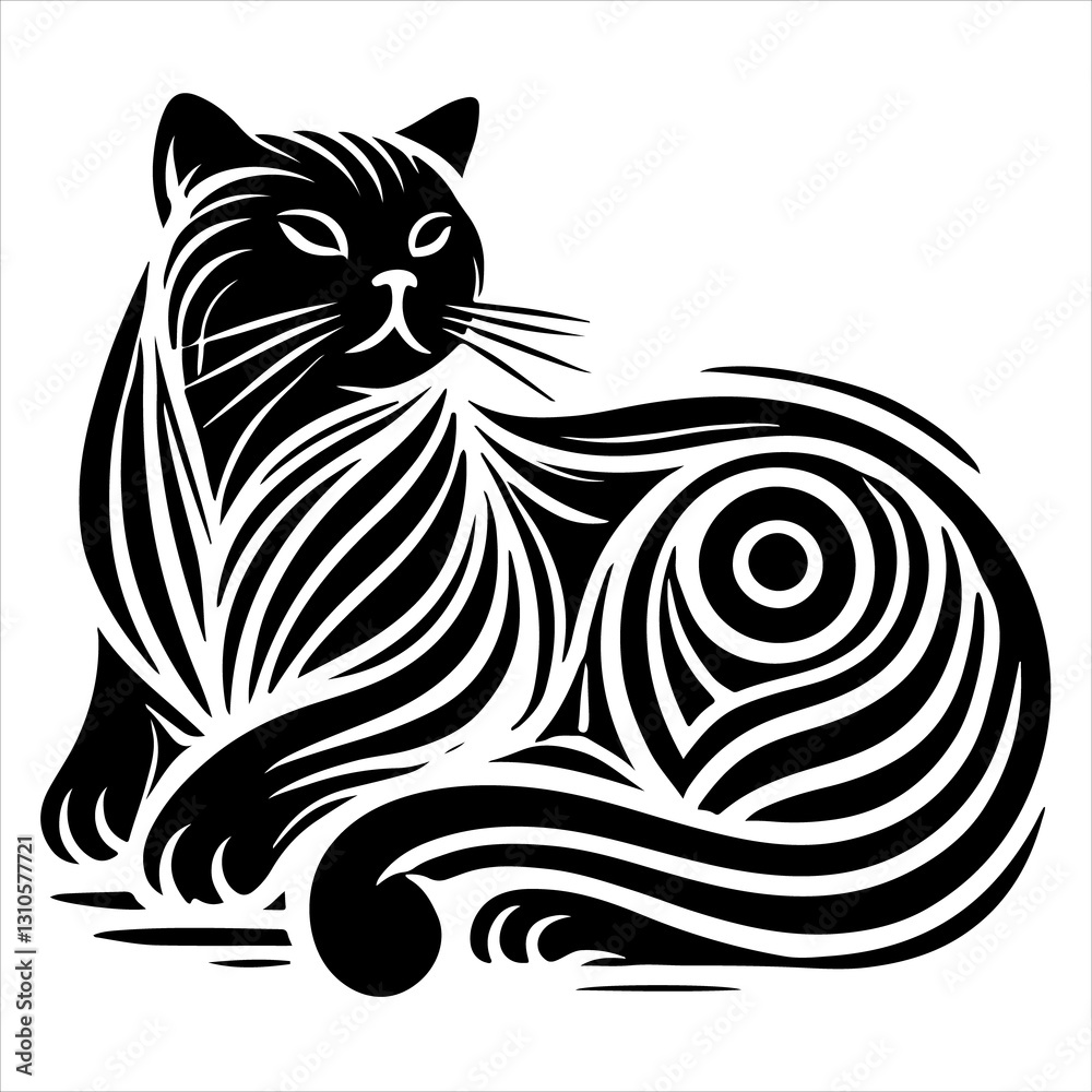 Fototapeta premium Vector silhouette of a large Cat