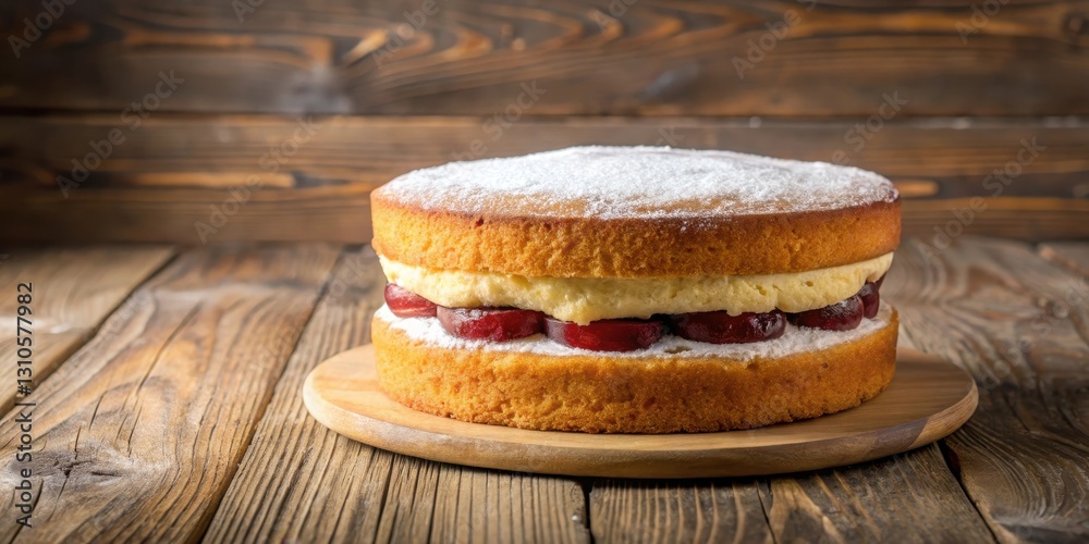 Victoria Sponge Cake on a Wooden Table, cake, dessert, cake, dessert, kitchen counter Victoria Sponge Cake on a Wooden Table, cake, dessert, cake, dessert, kitchen counter