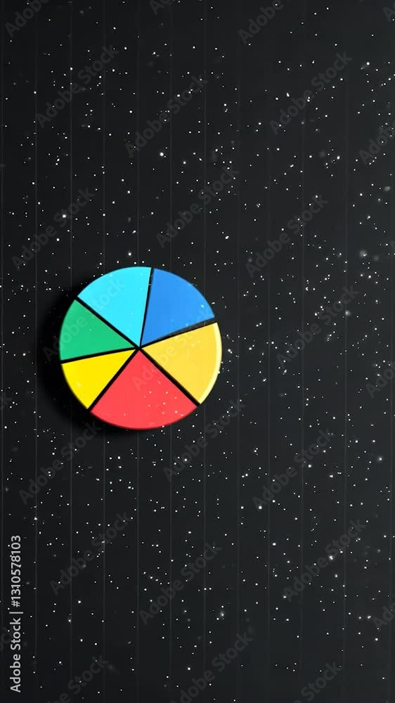 Colorful pie chart on a dark textured background, illustrating data distribution and analysis