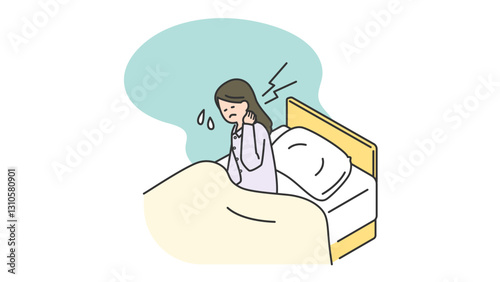 睡眠：寝ているときに首を寝違えた女性