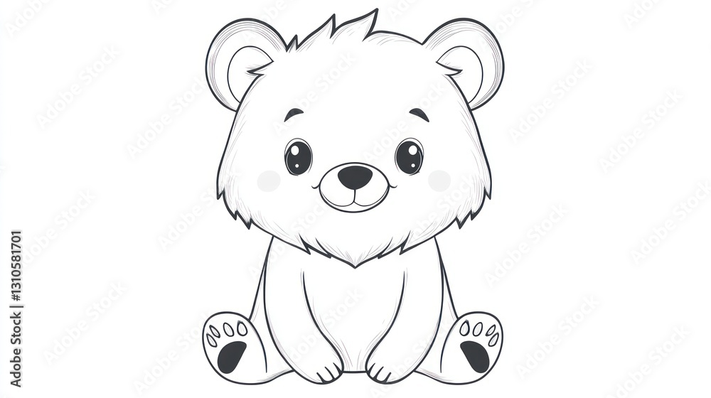 Fototapeta premium A Simple Black And White Drawing Of A Cute Bear