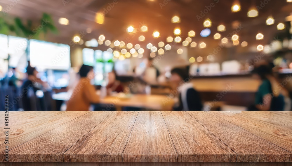 Elegant Diagonal Wood Table Set in a Bustling Restaurant Amidst a Blurred City Backdrop, Showcasing the Interplay of Ambient Light and Rich Textures, Stirring Sensations of Warmth, Sociality, Elegant Diagonal Wood Table Set in a Bustling Restaurant Amidst a Blurred City Backdrop, Showcasing the Interplay of Ambient Light and Rich Textures, Stirring Sensations of Warmth, Sociality,