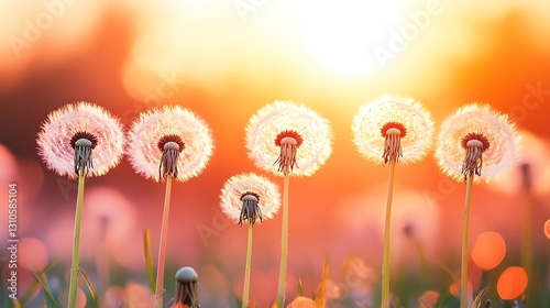 Capture ethereal beauty of a mesmerizing meadow adorned with a tapestry of untamed blossoms, immortalizing gossamer dewdrops delicately adorning their petals, all bathed in gentle, ethereal glow
