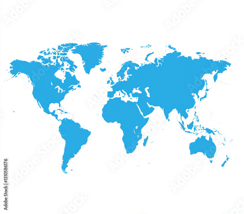 a simple vector graphic of the world map with australia depicted in blue o
