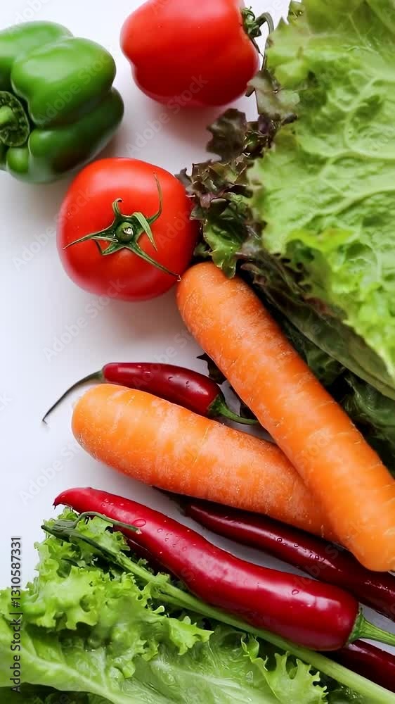 Vertical video of Set of vegetables on white background Vertical video of Set of vegetables on white background