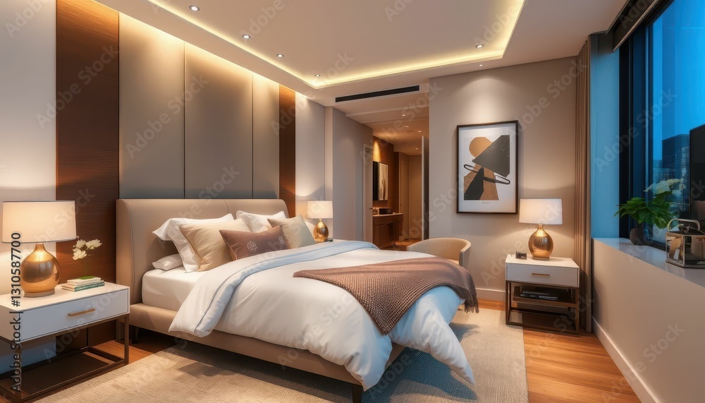 Modern Cozy Bedroom Design with Soft Lighting and Elegant Decor Modern Cozy Bedroom Design with Soft Lighting and Elegant Decor