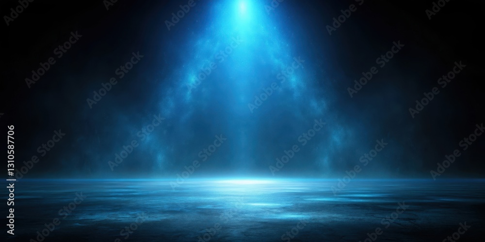 Dark Black Background with Glowing Blue Light , glowing light, mysterious atmosphere