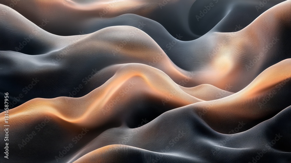 Fototapeta premium Abstract wavy textured landscape with dynamic gradients of color