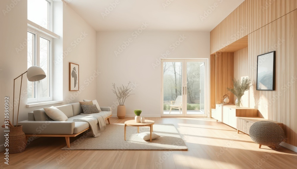 Bright and Airy Modern Living Room Interior with Natural Light Bright and Airy Modern Living Room Interior with Natural Light