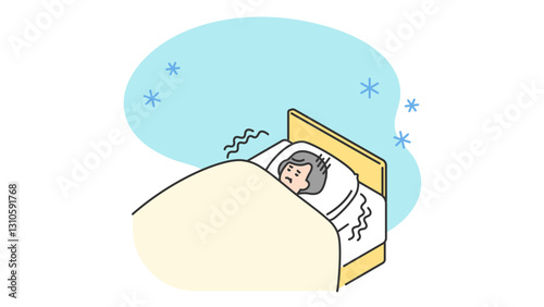 睡眠：冷えでなかなか眠れないシニア女性