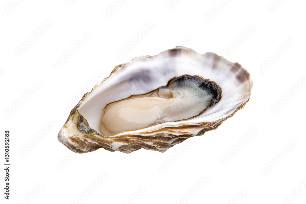 Large oyster shell with a small hole in the center, isolated Large oyster shell with a small hole in the center, isolated