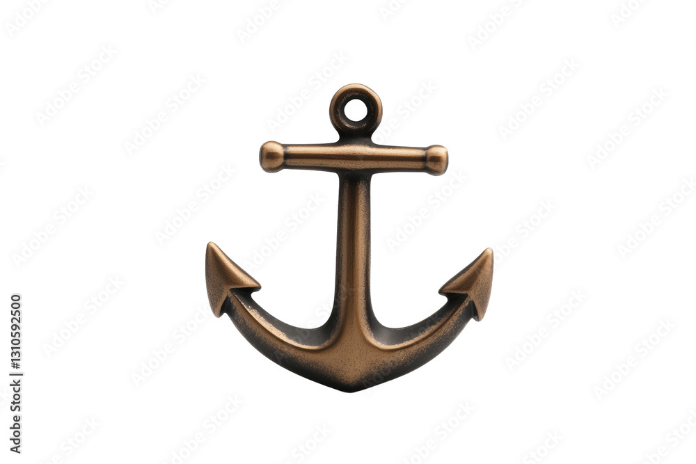 Gold anchor with a silver chain, isolated Gold anchor with a silver chain, isolated