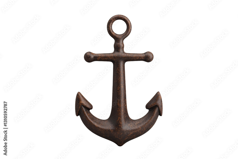 Rusty anchor is shown on a white background, isolated Rusty anchor is shown on a white background, isolated
