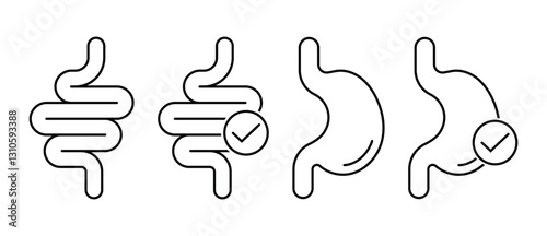 Stomach icon set outlines
