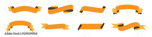 vector orange ribbon on white background