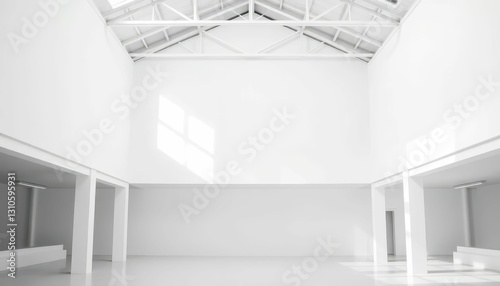 Bright Modern Art Space with High Ceiling and White Walls