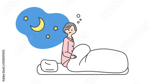 睡眠：夜中に目が覚めるシニア女性
