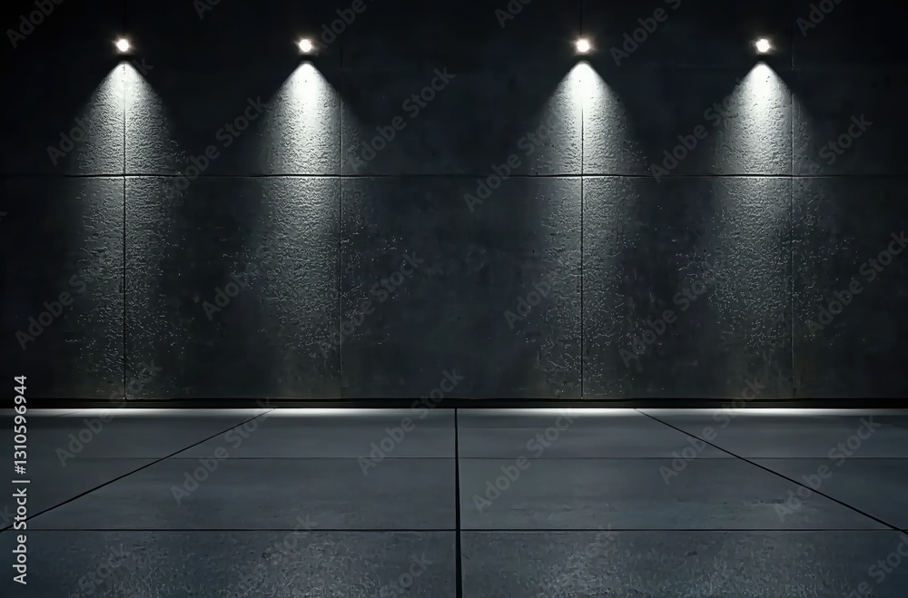 Obraz premium Minimalist Concrete Room with Dramatic Lighting and Sleek Surfaces Evoking Modern Elegance