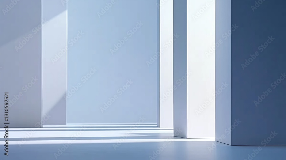 Minimalistic Interior with Soft Light and Geometric Shapes Evoking Calmness Minimalistic Interior with Soft Light and Geometric Shapes Evoking Calmness