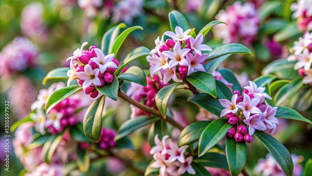 Daphne odora bush in full bloom,fragrant flowers, ,fragrant flowers Daphne odora bush in full bloom,fragrant flowers, ,fragrant flowers