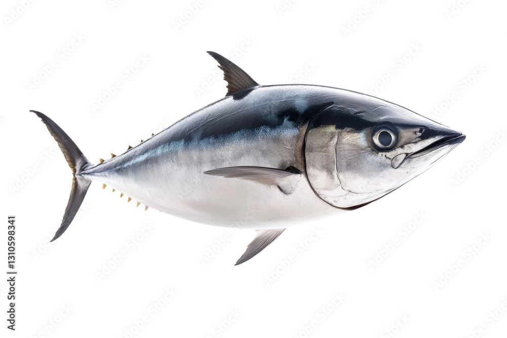 Large fish with a black fin and a white belly, isolated Large fish with a black fin and a white belly, isolated