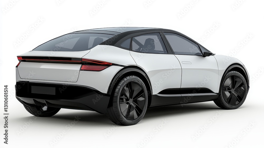 Minimalist white car isolated on a white background emphasizing clean lines and modern aesthetic appeal Minimalist white car isolated on a white background emphasizing clean lines and modern aesthetic appeal