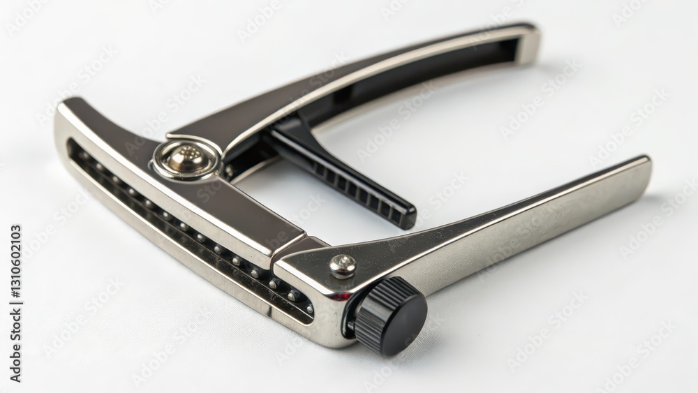 Metal Guitar Capo on White Background Metal Guitar Capo on White Background