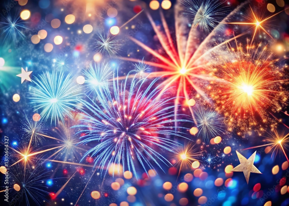 Fototapeta premium Macro Festive Fireworks: Colorful Independence Day Fantasy Background