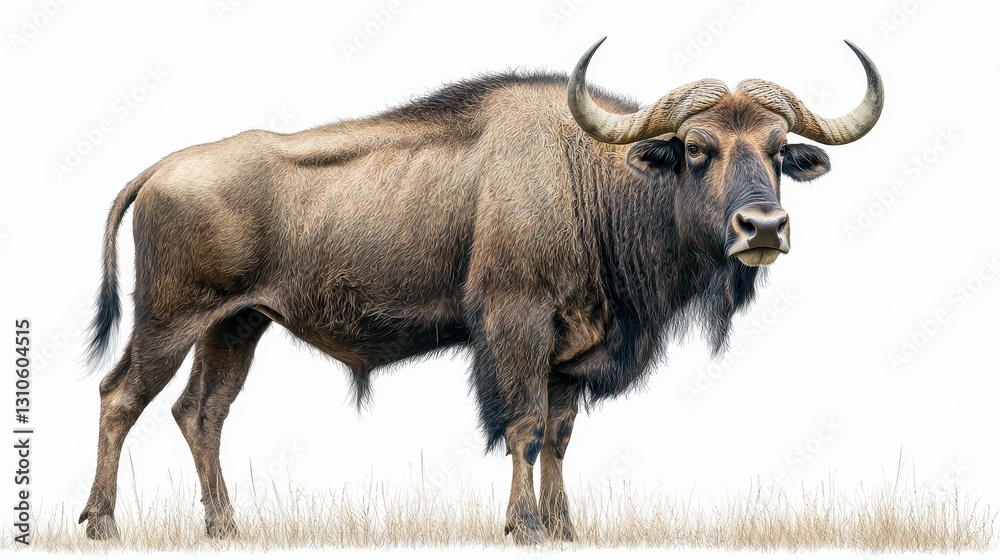 Powerful bison standing proudly in a lush green field with a stunning natural landscape in the background Powerful bison standing proudly in a lush green field with a stunning natural landscape in the background