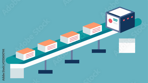 Loan Processing Automation A conveyor belt image where loan applications move quickly due to AI algorithms highlighting faster processing times for approvals.