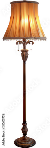 Elegant Floor Lamp With Warm Light And Intricate Details. Adds A Touch Of Class To Any Interior. Isolated On White