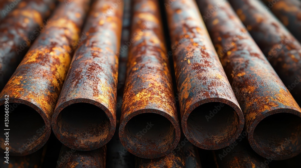Dramatic Scene of Rusted Metal Pipes in an Abandoned Setting Dramatic Scene of Rusted Metal Pipes in an Abandoned Setting